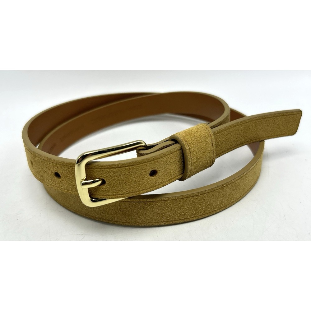 Banana Republic Belt Women Medium Skinny Suede Cow Leather Beige Capsule Minimal